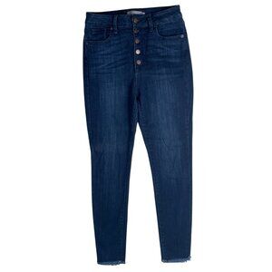 Just USA Women's Dark Wash Skinny Jeans High Rise Raw Edge, 8